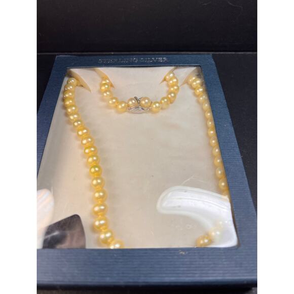 New Freshwater Pearl Necklace Bracelet Earrings Set Sterling Silver - Picture 3 of 15